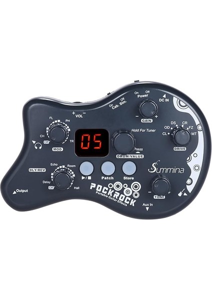 Pockrock Taşınabilir Gitar Çok Efektli Işlemci Efekt Pedalı 15 Efekt Türü 40 Davul Ritmi Güç Adaptörüyle Ayarlama Fonksiyonu