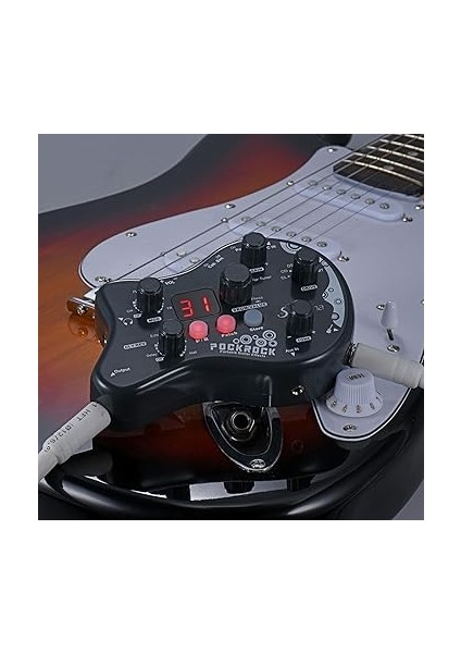 Pockrock Taşınabilir Gitar Çok Efektli Işlemci Efekt Pedalı 15 Efekt Türü 40 Davul Ritmi Güç Adaptörüyle Ayarlama Fonksiyonu fırsatları