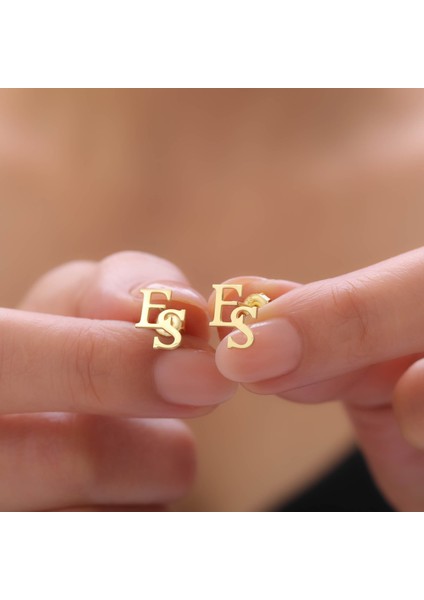 925 Ayar Gümüş Iki Harfli Küpe