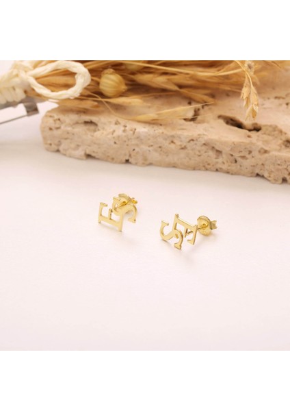 925 Ayar Gümüş Iki Harfli Küpe modelleri