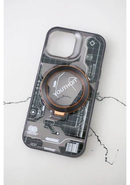 IPHONE 14 Pro Hologram Magsafe Özellikli Gri Telefon Kılıfı