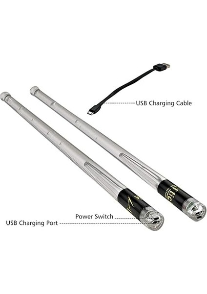 LED Işıklı Bagetler Caz Davul Çubukları 15 Degrade Renkli Işıklar Açma/kapama Düğmesi ile USB Şarjı Baget Davul Seti Aksesuarları fiyatları