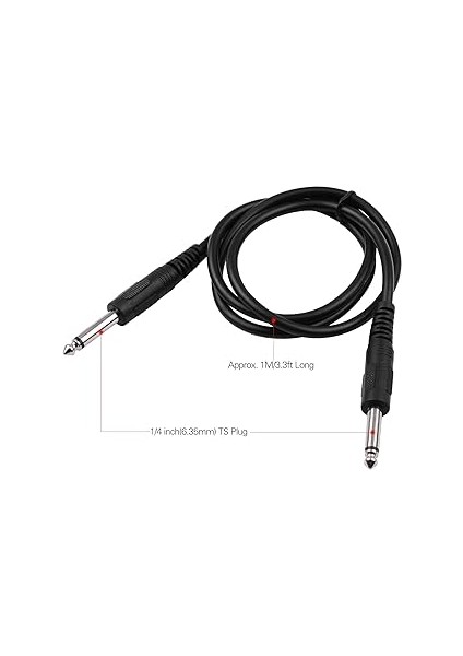 Kablosu Siyah Ses Kablosu Elektrik Gitar Bas Klavye Için 1/4 Inç Ila 1/4 Inç Ts Düz Fişler, 1m/3.3ft fiyatları