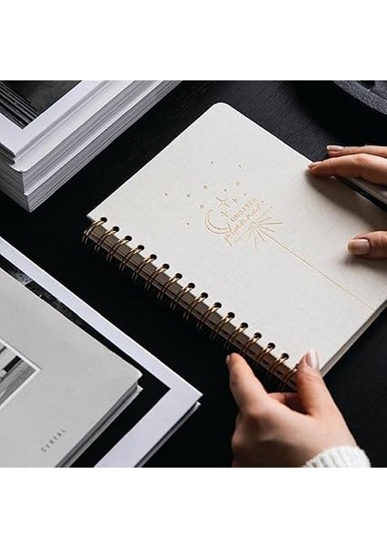 A5 Spiralli Keten Süresiz Planlayıcı Ajanda Krem modelleri