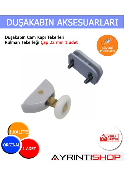Ayrıntıshop Duşakabin Cam Kapı Tekerleri Rulman Tekerleği Çap 22 mm
