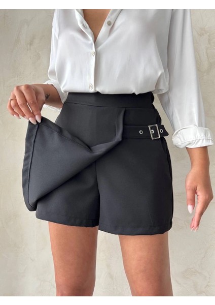 Kadın Tokalı Şort Etek Siyah S25449 fiyatları