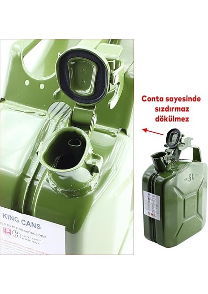 King Metal Dayanıklı Benzin Akaryakıt Mazot Taşıma Doldurma Depolama Bidon Bidonu 5 Lt, BADEM10 modelleri