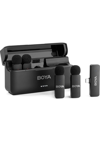 BY-V4U iPhone 15 Android Tip C Telefon Akıllı Telefon Için Kablosuz Yaka Mikrofonu Video Kaydı Podcast Röportaj Akışı Vlog Youtube