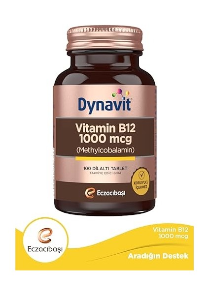 1000 Mcg B12 Vitamini Metilkobalamin 100 Dil Altı Tablet Takviye Edici Gıda (1 x 100 Tablet) fiyatları