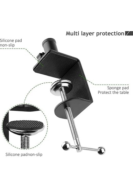 Heavy Duty Masa Kelepçesi, Metal Masa Montaj Kelepçesi, Mikrofon Standı Için, Mic Boom Arm C Montaj Kelepçesi, Ayarlanabilir Vidalı, 6 cm (2,4 Inç) Masa Kalınlığına Kadar Uygundur fırsatları