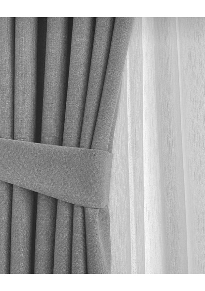 Nova Keten Fon Perde - Açık Gri Tüm Odalara Uygun ( Tek Kanat ) Tül, Pano, Fon,