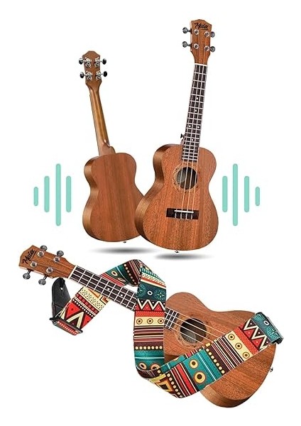 TN-26M Set Maun Tenör Ukulele (Softcase Capo Metod Nota Sticker Askı Pena) modelleri