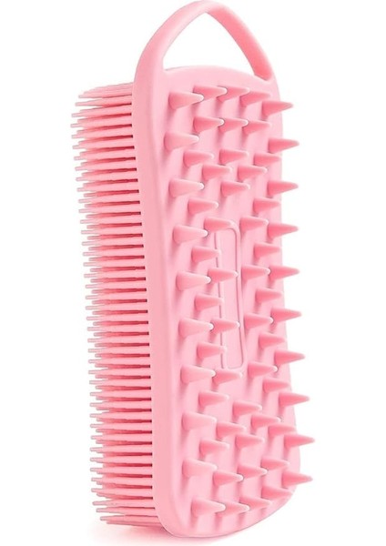 Beauty Çift Taraflı Silikon Vücut ve Saç Bakım Fırçası, Saç ve Vücut Derisine Masaj Yapan Şampuan Tarağı POPBEAUTY00015