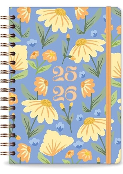 A5 Spiralli 16 Aylık Akademik Ajanda - Çiçekler modelleri