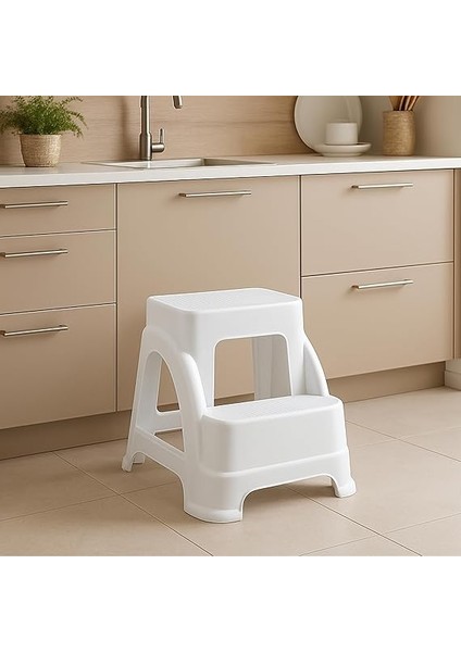Life Merdivo 2 Basamaklı Büyük Boy Merdiven – Kaymaz Taban, Hafif ve Dayanıklı (Beyaz) modelleri