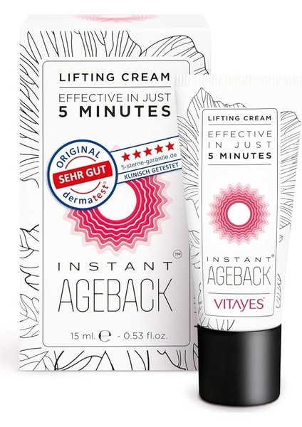 Insant Ageback Anında Etkili Yüz Germe ve Sıkılaştırma Kremi - Göz Altı Torbaları ve Kırışıklıklarında Etkili Yüz Bakım Kremi - 15 ml