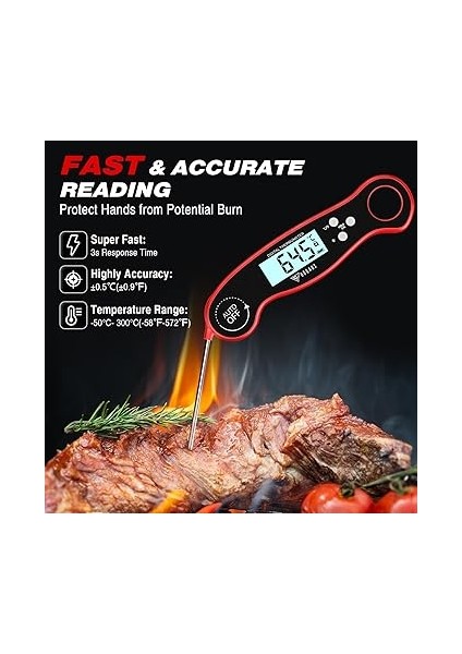 Et Termometreleri, Anında Okunabilen Suya Dayanıklı Gıda Termometresi, Arkadan Aydınlatmalı Dijital Pişirme Termometresi, Fodable Uzun Prob, Otomatik Açma/kapama, Mutfak Için Barbekü Termometresi, Süt, Şekerleme, Su, Kızartma fiyatları