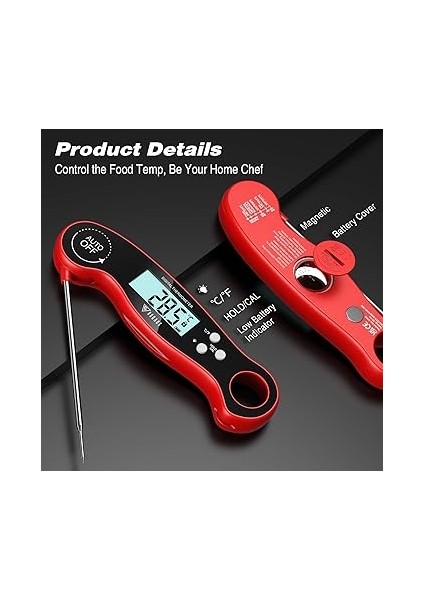 Et Termometreleri, Anında Okunabilen Suya Dayanıklı Gıda Termometresi, Arkadan Aydınlatmalı Dijital Pişirme Termometresi, Fodable Uzun Prob, Otomatik Açma/kapama, Mutfak Için Barbekü Termometresi, Süt, Şekerleme, Su, Kızartma indirimleri