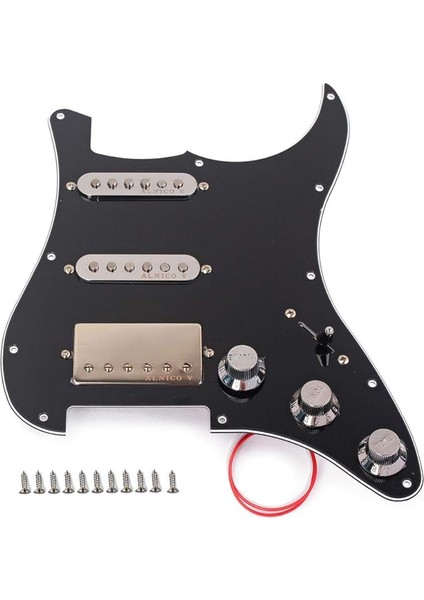 Yüklü Ön Kablolu Pickguard Seti Ssh Alnico V Tek Bobinli Humbucker Manyetikleri，fender Strat St Elektro Gitar Değiştirme Için，siyah