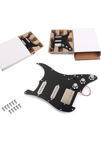 Yüklü Ön Kablolu Pickguard Seti Ssh Alnico V Tek Bobinli Humbucker Manyetikleri，fender Strat St Elektro Gitar Değiştirme Için，siyah fiyatları