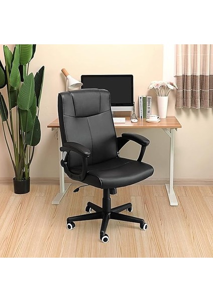 Ofis Sandalyesi Pu, Yüksekliği Ayarlanabilir Ergonomik Tasarım, Döner Sandalye, Siyah, OBG32B, 66 x 66 x 110 cm fiyatları