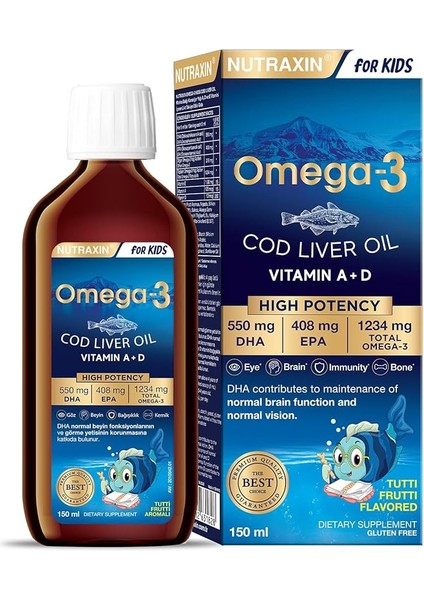 Omega 3 Balık Yağı, Tutti Frutti, 150ML