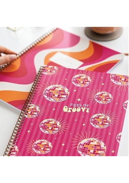 Spiralli Karton Kapak 2’li Set Kareli Okul Defteri 80 Yaprak, Ders Programlı Retro Disko modelleri