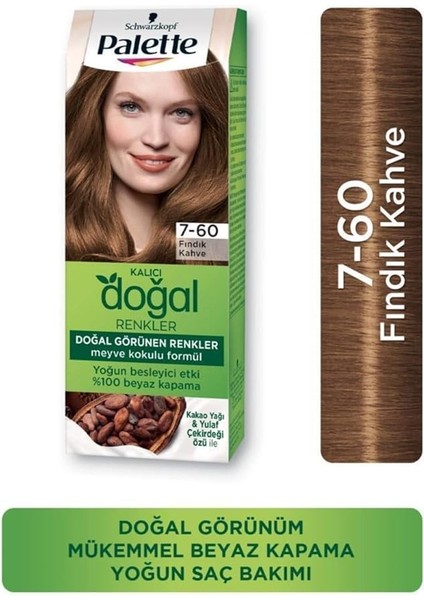 Kalıcı Doğal Renkler Saç Boyası 7-60 Fındık Kahve