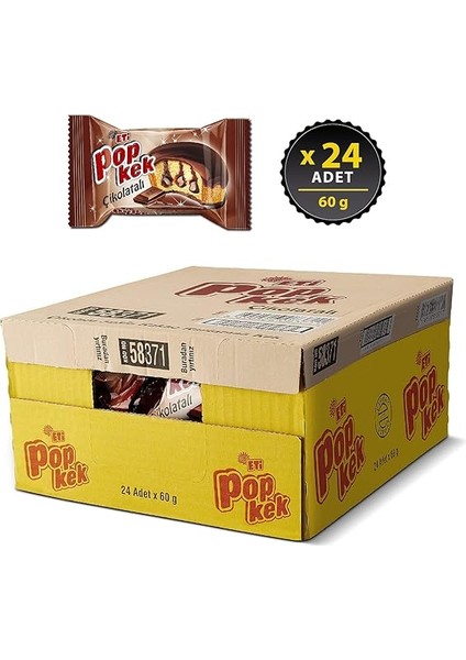 Popkek Çikolatalı Kek 60 G x 24 Adet Kahverengi fırsatları