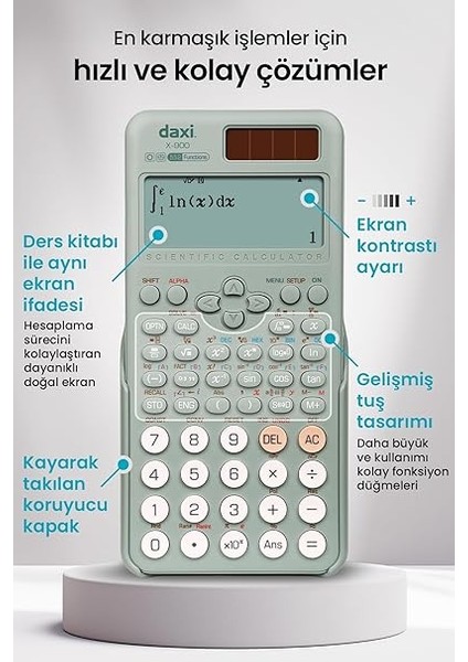 X-900 552 Fonksiyonlu Bilimsel Hesap Makinesi (Soft Yeşil) modelleri