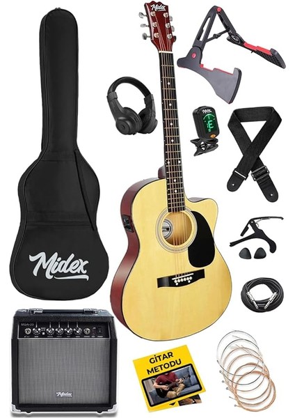 RG-560NT-AMP Natural Amfili Elektro Akustik Gitar Full Set