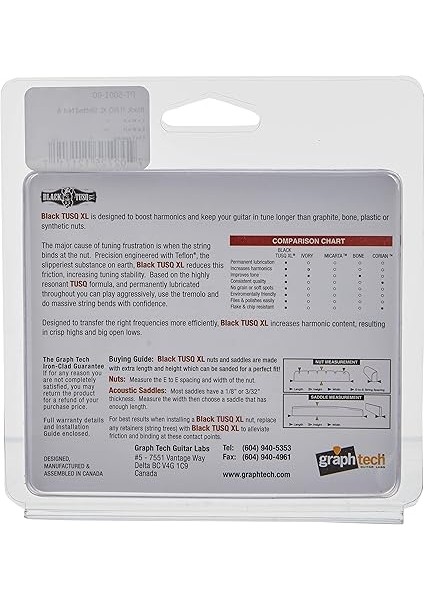 Tech Guıtar Labs Graphtech PT-5001-00 Black Tusq Xl Slotted Nut &amp; Retainer Pack Elektro Köprü ve String Tree Seti fiyatları
