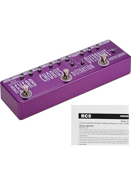 Rc5 6'sı 1 Arada Gitar Çok Efektli Pedal Reverb Chorus Distortion Overdrive Booster Buffer True Bypass'lı Tam Metal Gövde fırsatları