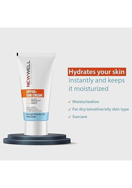 Well Suya Dayanıklı Nemlendirici Güneş Kremi | Aloe Vera Etkili Yüksek Koruma Spf 50+ | Uva/uvb Korumalı Yüz Güneş Kremi fırsatları
