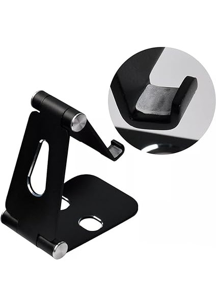 Komple Alüminyum Ayarlanabilir Ergonomik Katlanabilir Oynar Başlıklı Kaymaz Zemin Tabanlı Ergonomik G50 Telefon Tutucu Standı Desk Holder (Siyah) modelleri