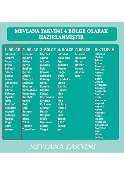 Takvimi 2025 Blok Duvar 1. Bölge fiyatları