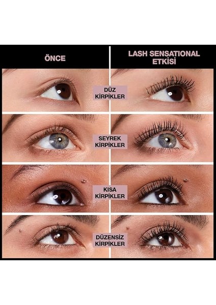 New York Lash Sensational Yelpaze Etkili Intense Black Maskara - Ekstra Siyah + Garnier Skin Naturals Micellar Kusursuz Makyaj Temizleme Suyu (200 Ml) modelleri