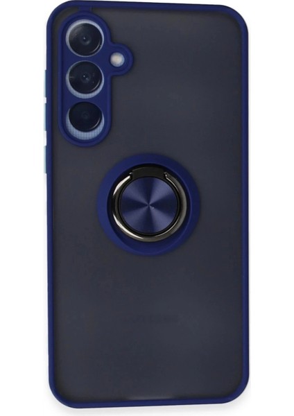 Samsung Galaxy A55 5g Kılıf Montreal Yüzüklü Silikon Kapak - Lacivert
