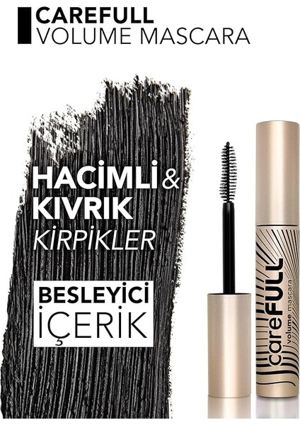Carefull Volume Besleyici Etkili Yoğun Hacim Veren Siyah Maskara indirimleri