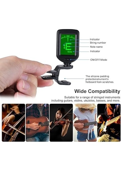 Takılabilir Gitar Akort Cihazı, Dijital Ukulele Akort Cihazı, Döner LCD Ekran, Şarj Edilebilir C Tipi Tuner, Gitar, Bas, Ukulele, Keman, Banjo Için Tuner modelleri