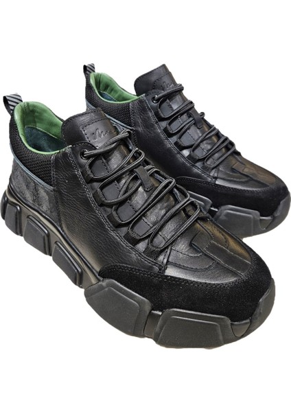 Hakiki Deri Kalın Taban Bağcıklı Erkek Sneaker Ayakkabı 20006 fırsatları