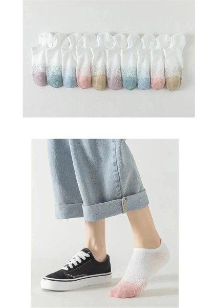 10 Çift 5 Farklı Renk Görünmez Bayan Noktalı Desenli Kadın Çorap Günlük Şık Görünüm Özel Bayan Serisi Hobins Sportswear & Company Markası Ile modelleri