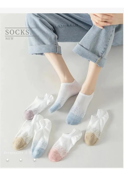 10 Çift 5 Farklı Renk Görünmez Bayan Noktalı Desenli Kadın Çorap Günlük Şık Görünüm Özel Bayan Serisi Hobins Sportswear & Company Markası Ile fırsatları