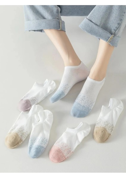 10 Çift 5 Farklı Renk Görünmez Bayan Noktalı Desenli Kadın Çorap Günlük Şık Görünüm Özel Bayan Serisi Hobins Sportswear & Company Markası Ile