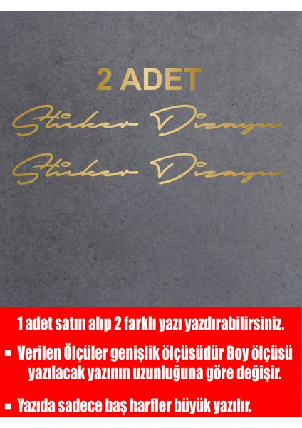 Kişiye Özel 2 Adet Isim Soyisim Yazı Sticker El Yazısı Isim Oto Araba Motosiklet Karavan Sticker 00028
