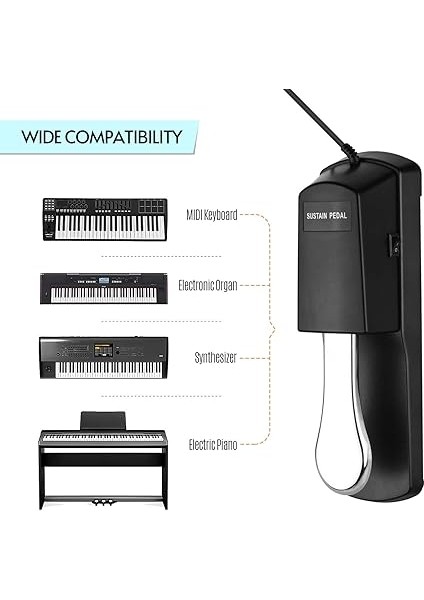 Piyano Sustain Pedal Klavye Amortisör Pedalı 6.35MM Fiş Casio Roland Elektronik Org Mıdı Klavyeler ile Uyumlu Dijital Piyanolar fiyatları