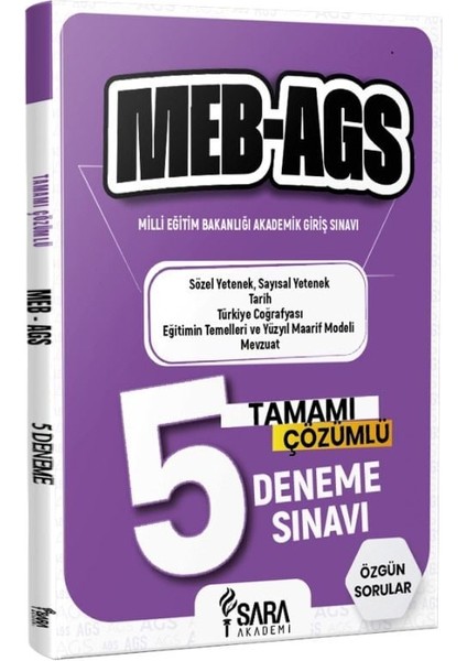 Meb-Ags 5'li Tamamı Çözümlü Deneme Sınavı | Şara Akademi