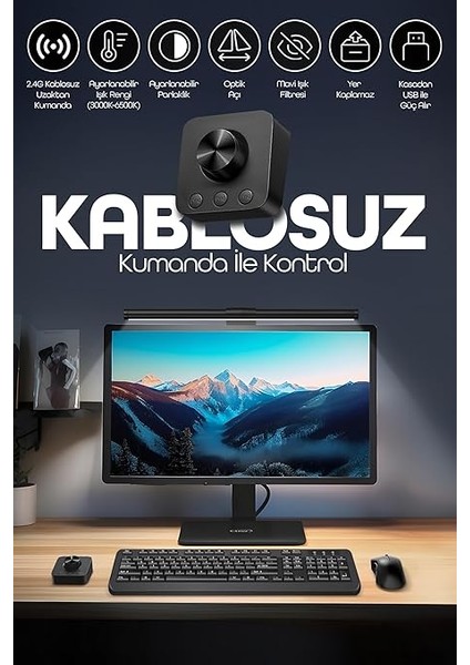 Lambası Kumandalı Light Pro Series USB Kademeli Parlaklık Renk Ayarlı Masa Pc Ekran Işığı modelleri