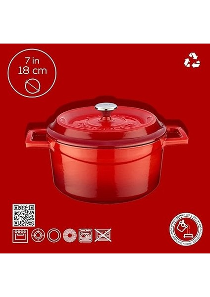 Döküm Yuvarlak Tencere Trendy Çap(Ø) 18 cm - Kirmizi modelleri