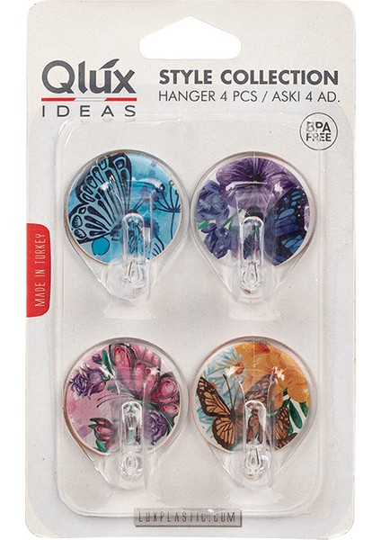 Askılık Qlux Kelebekli Askılık Mutfak Banyo Kapı Fayans Askılık L-00638 2x4 Adet